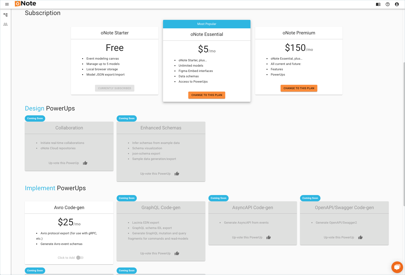 Subscription Plans and PowerUps